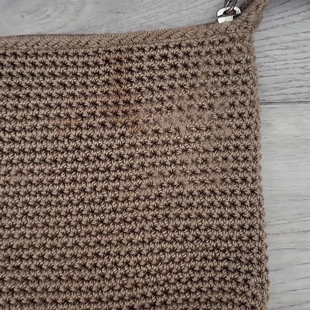 The Sak Taupe Handmade Crocheted Knit Woven Boho Shoulder Bag‎